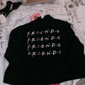 Friends hoodie, Color: Black, size: Medium, small bleach stain